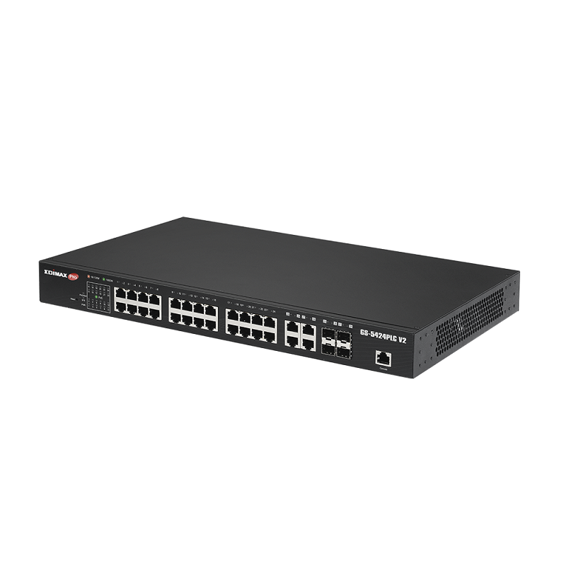 Edimax GS-5424PLC V2 Surveillance VLAN 28-Port Gigabit PoE+ Long Range Web Smart Switch